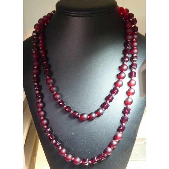 NOS NWT APT. 9 Long Red Necklace 48" Long Flapper Length! Round & Squared Beads - Picture 4 of 4
